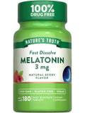 Nature's Truth mélatonine, comprimé dissolution rapide, saveur baies, peut favoriser l'endormissement.