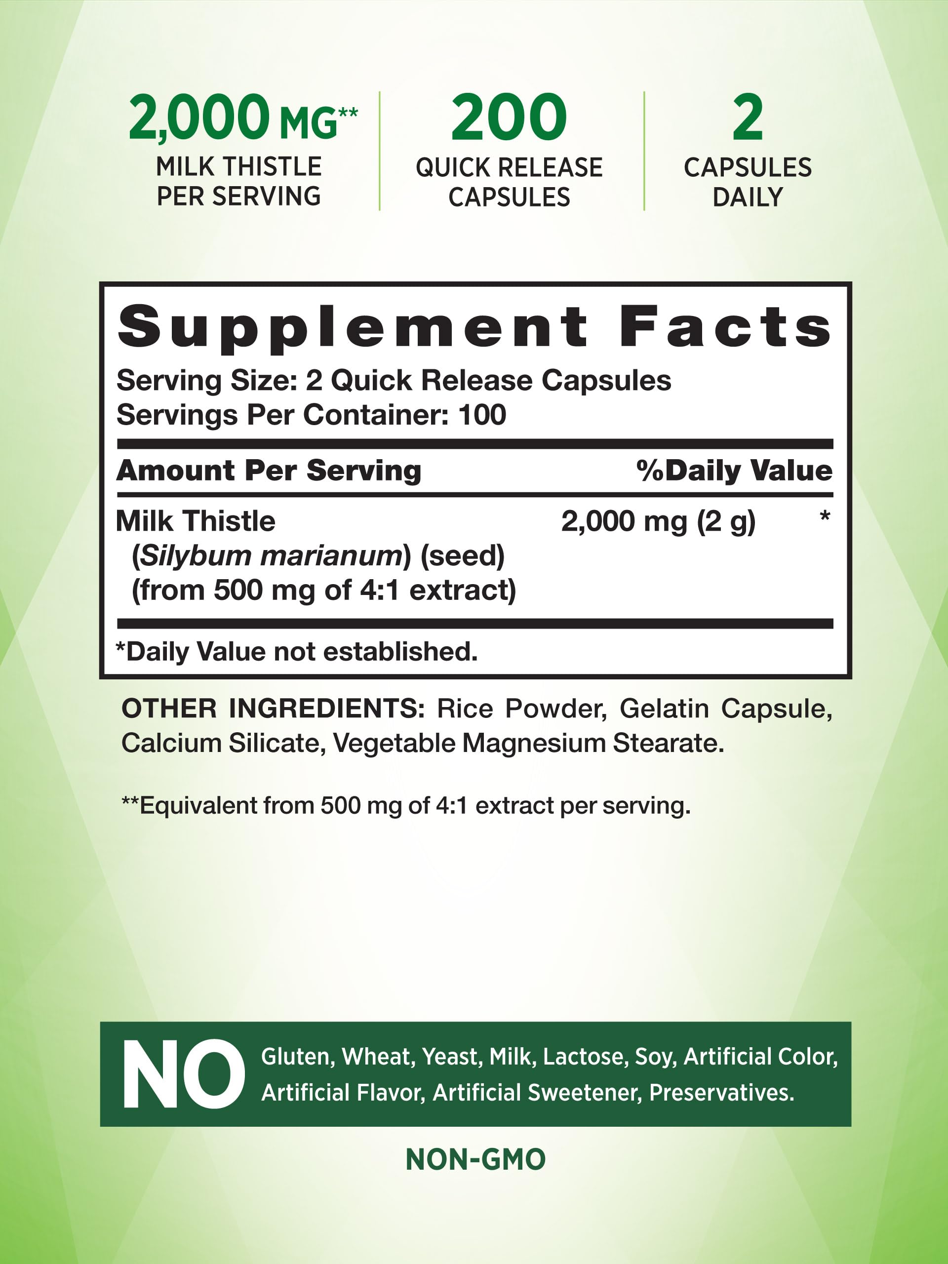 Nature's Truth Milk Thistle: emballage élégant et étiquette informative