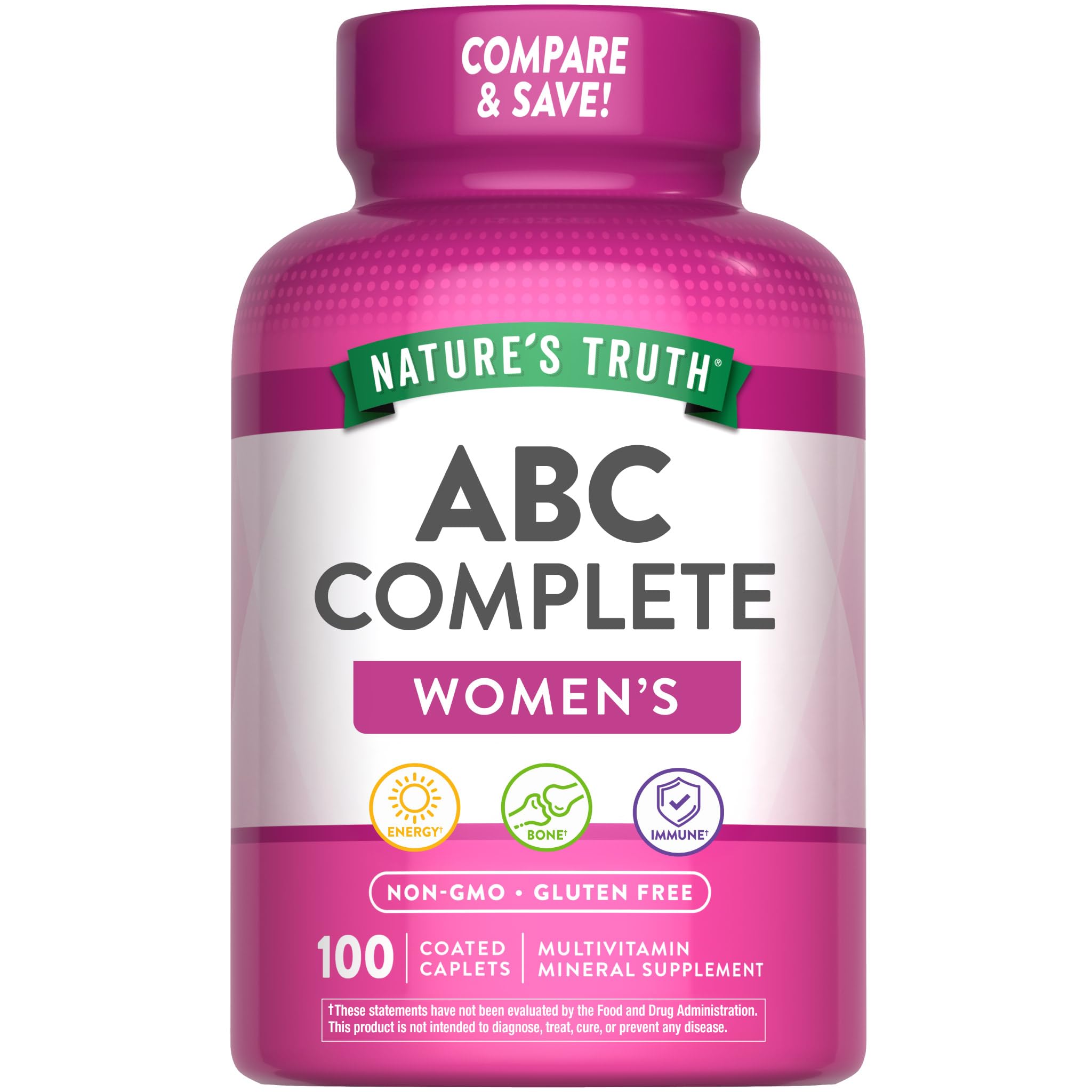 Nature's Truth multivitamine pour femmes au fer, boîte de 100 pilules pour usage quotidien.
