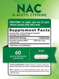 Nature's Truth NAC – capsules à libération rapide pour ingestion facilitée.