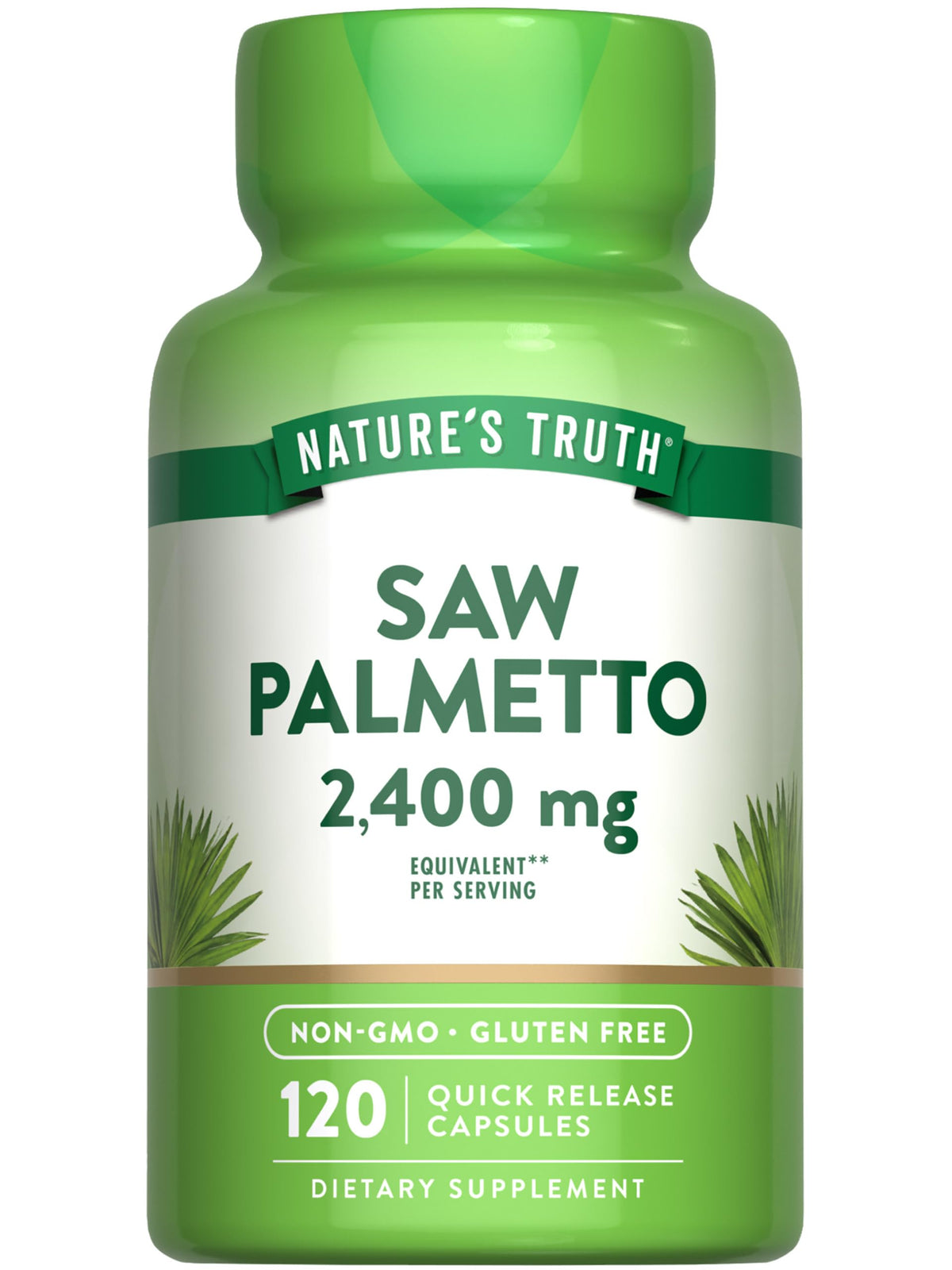 Nature's Truth Extrait palmier nain – flacon 120 gélules pour le bien-être quotidien.