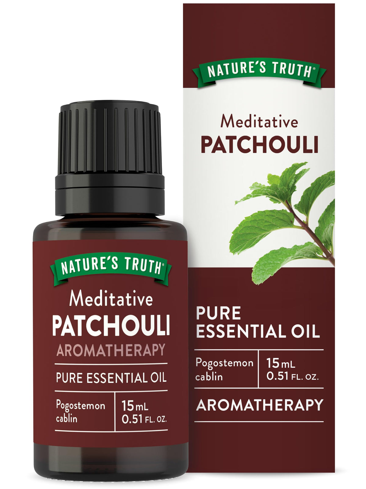Nature's Truth Patchouli huile essentielle - flacon 15 ml, parfum riche pour aromathérapie.