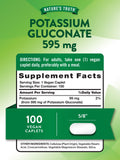 Potassium gluconate Nature's Truth caplets pour une dose quotidienne pratique.
