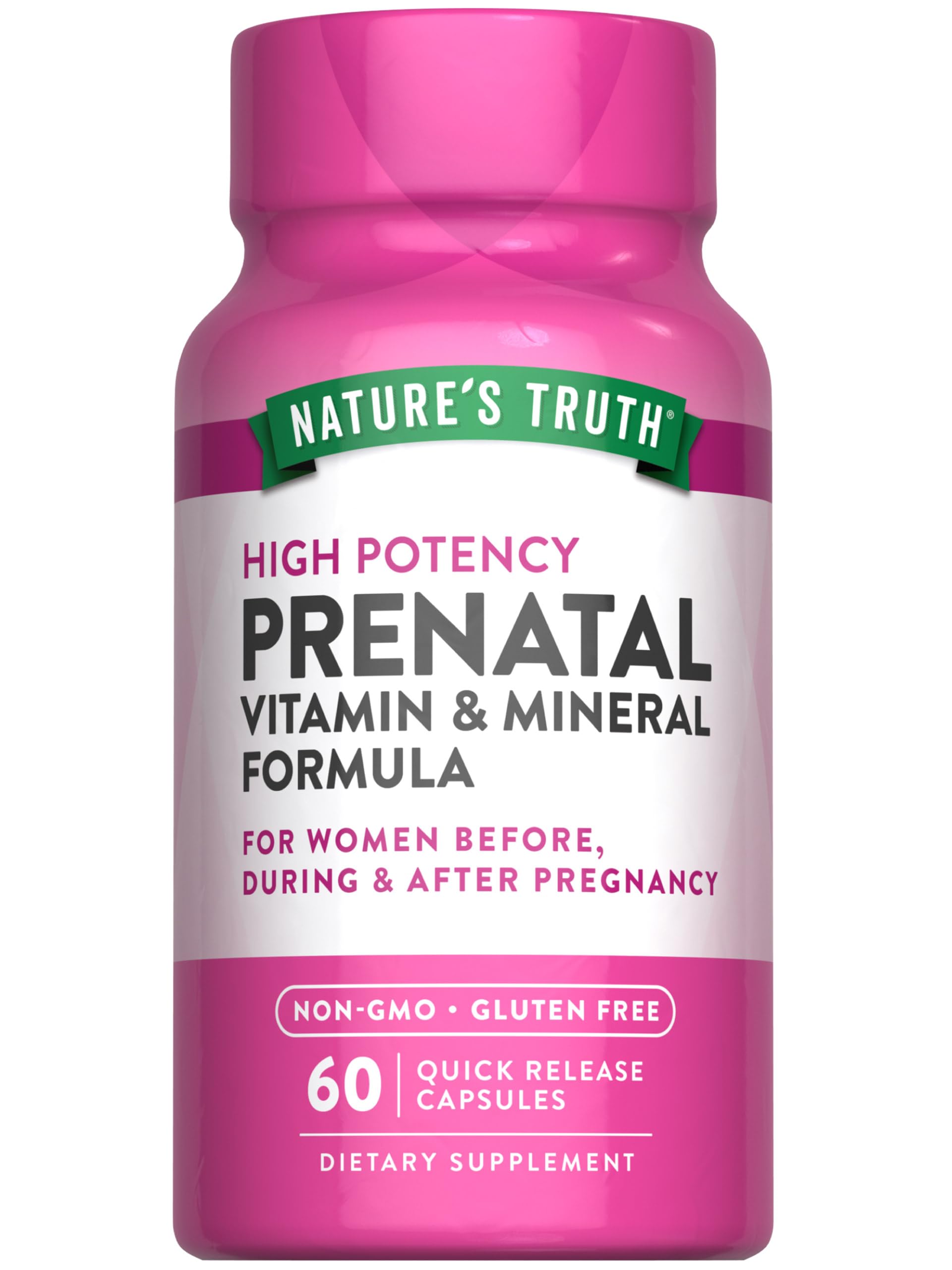 Nature's Truth Prenatal Vitamins — bouteille et étiquette, pratique pour votre routine grossesse.
