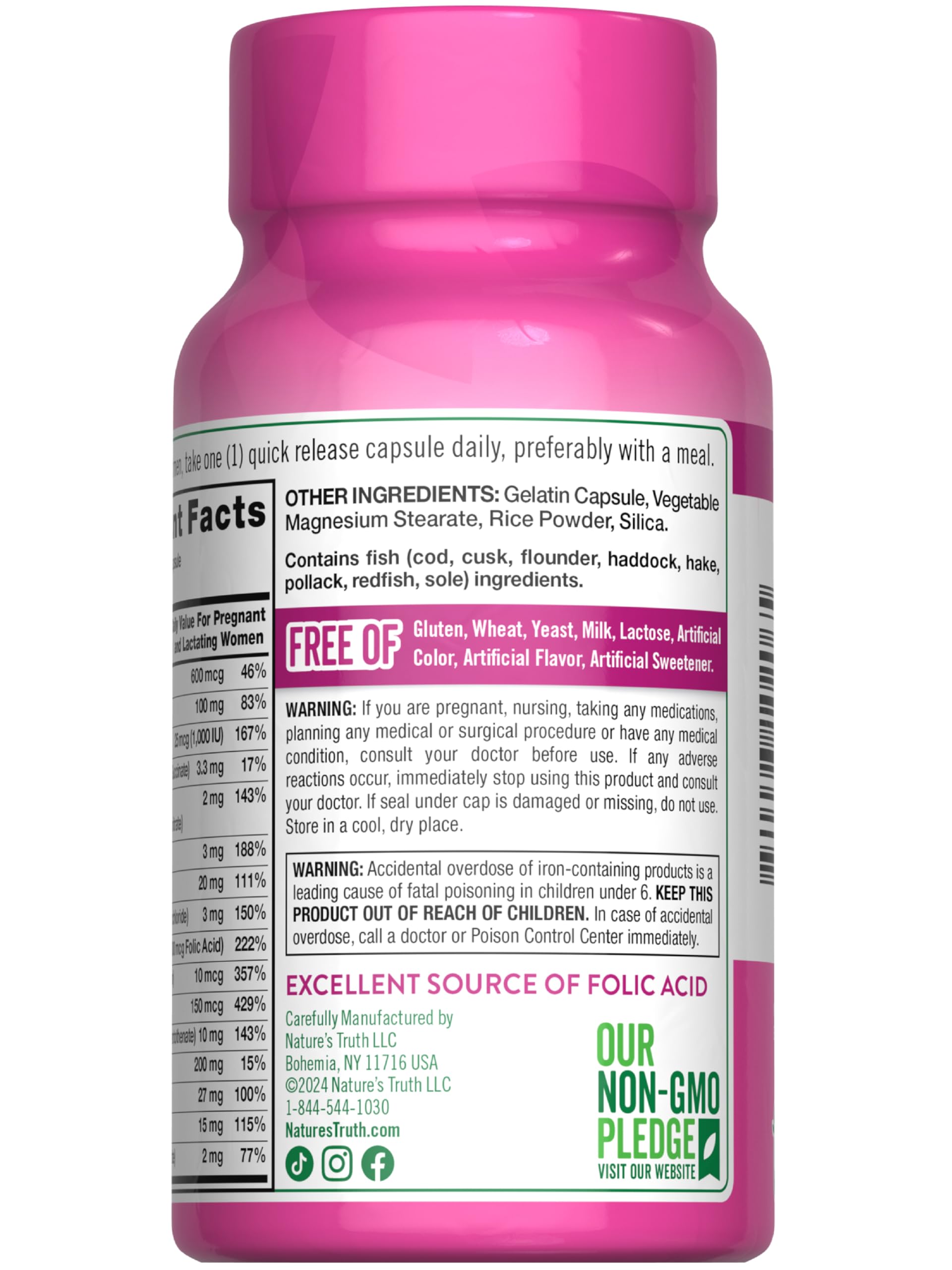 Nature's Truth Prenatal Vitamins — packaging sûr, idéal pour une routine prénatale ordinaire.