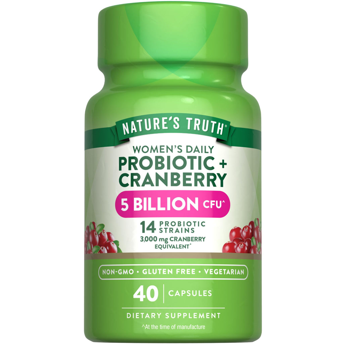 Nature's Truth Probiotiques pour femmes, bouteille au design clair, soutien quotidien du microbiote