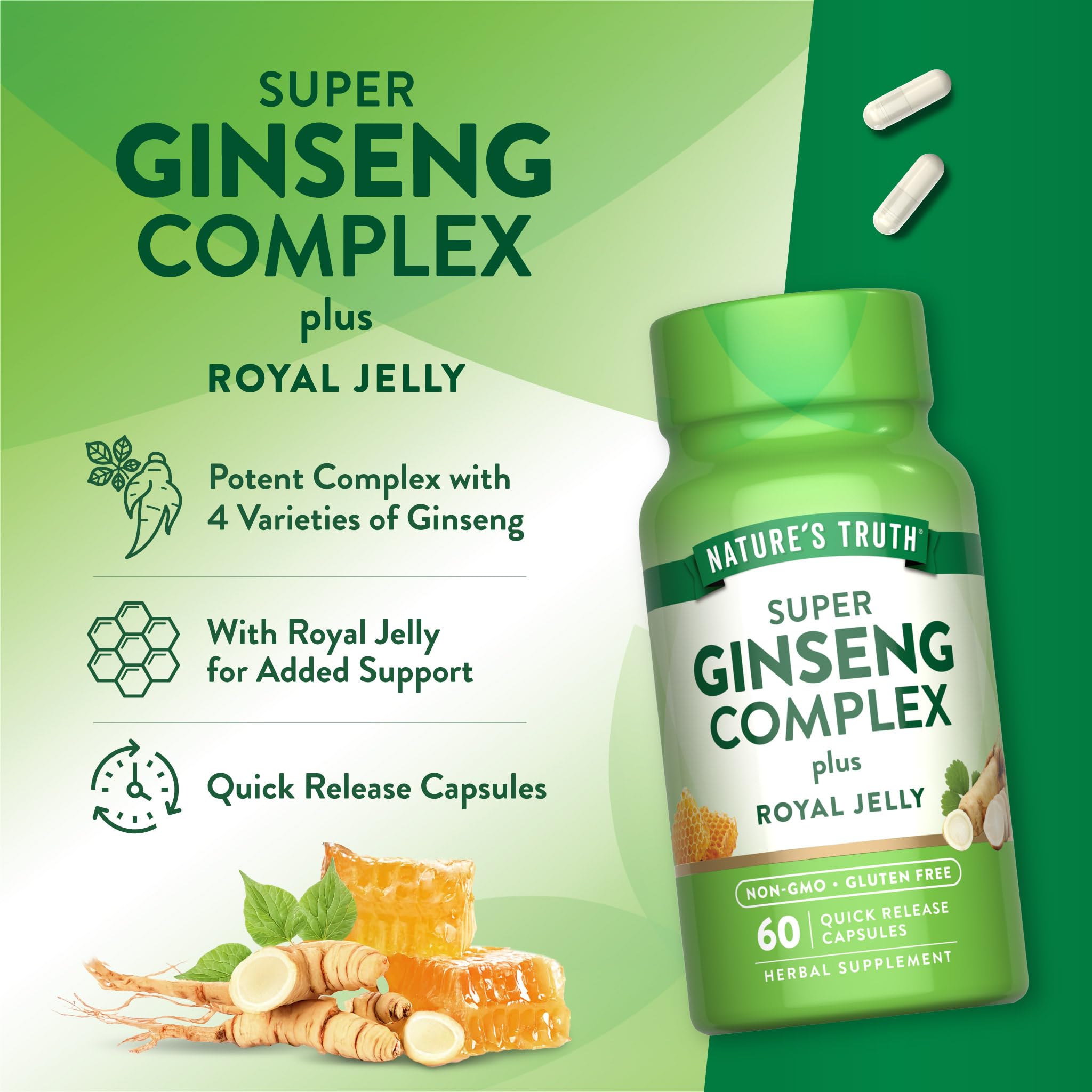 Nature's Truth Super Ginseng Complex – Carton: emballage soigné et recyclable.
