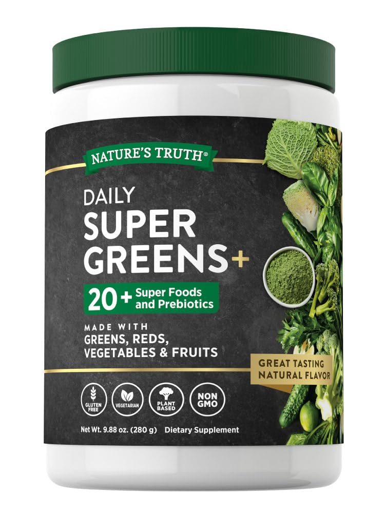 Nature's Truth Super Greens poudre : mélange nutritif pour démarrer la journée.