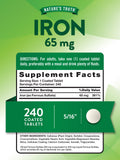 Nature's Truth, tablette fer 65 mg pour une dose quotidienne pratique.