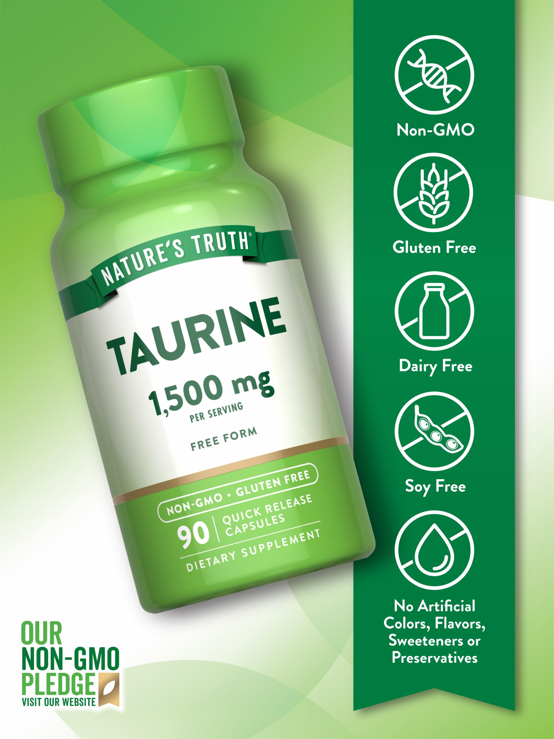 Nature's Truth Taurine: étiquette claire affichant les informations essentielles.