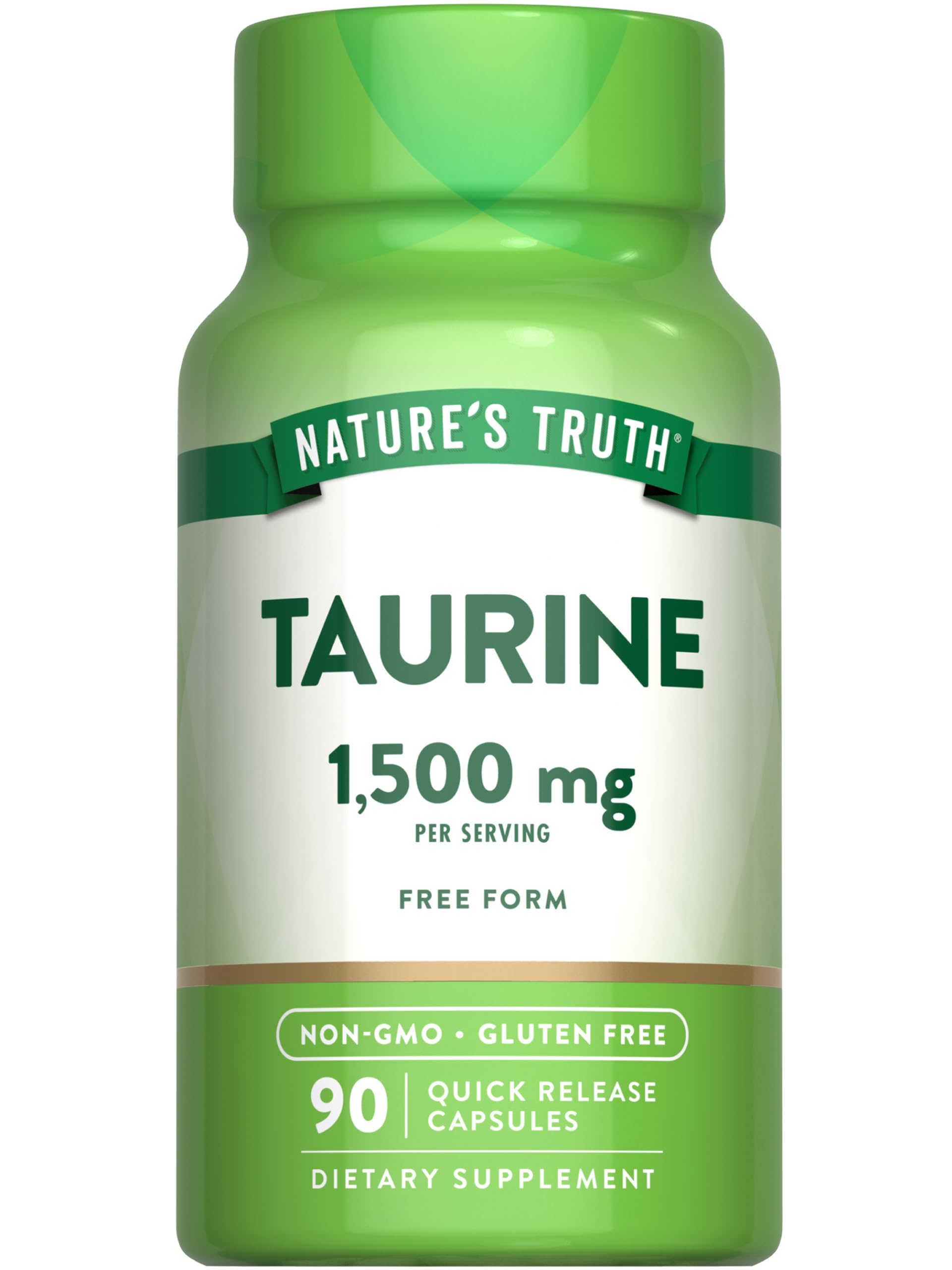 Nature's Truth Taurine: bouteille et capsules faciles à avaler pour l'usage quotidien.