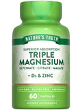 Nature's Truth triple magnesium en bouteille, pratique pour un usage quotidien.