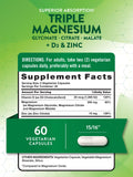 Nature's Truth triple magnesium capsules, gélules végétariennes faciles à avaler.
