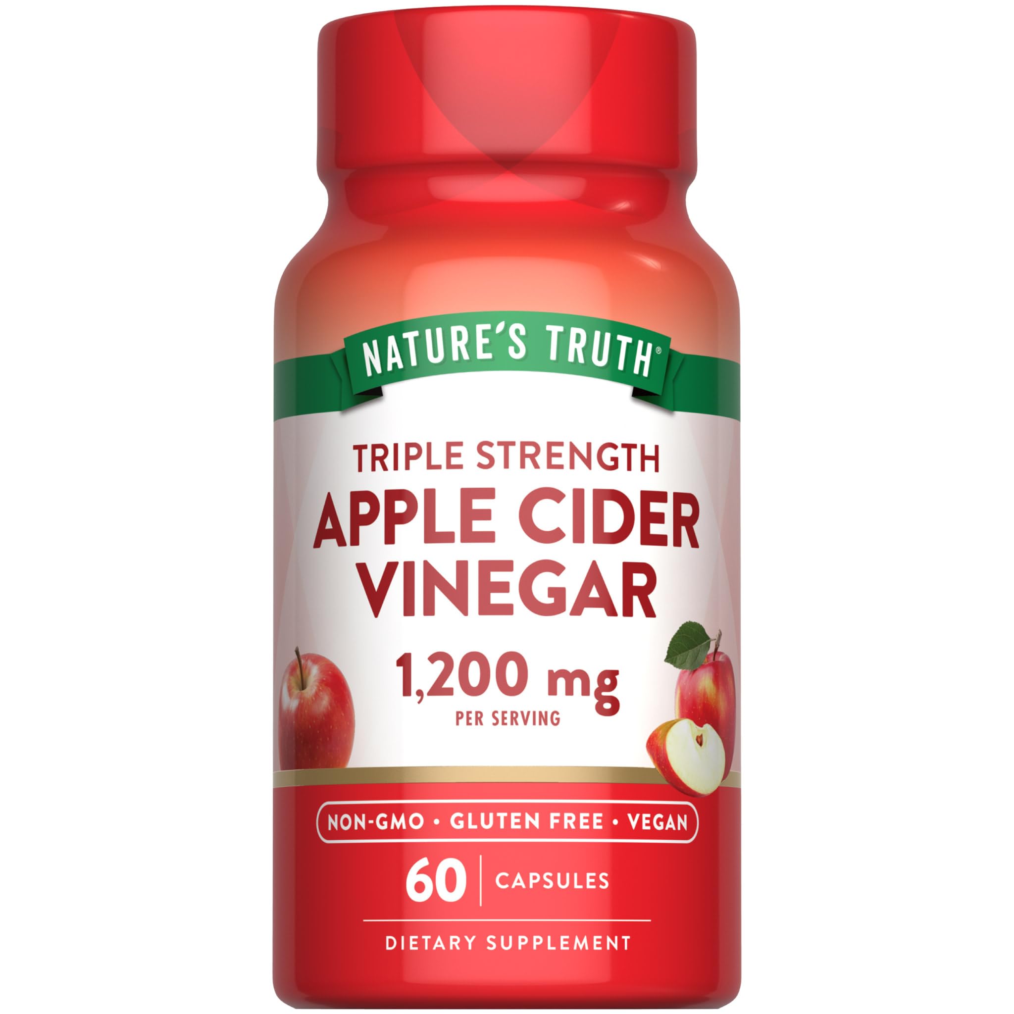 Nature's Truth, capsules véganes de vinaigre de pomme, bouteille pratique au quotidien.
