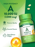 Nature's Truth Vitamine A 10000 UI — 100 gélules pour une prise pratique.