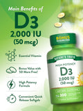 Bouchon facile à ouvrir Nature's Truth Vitamine D3 2000 UI.
