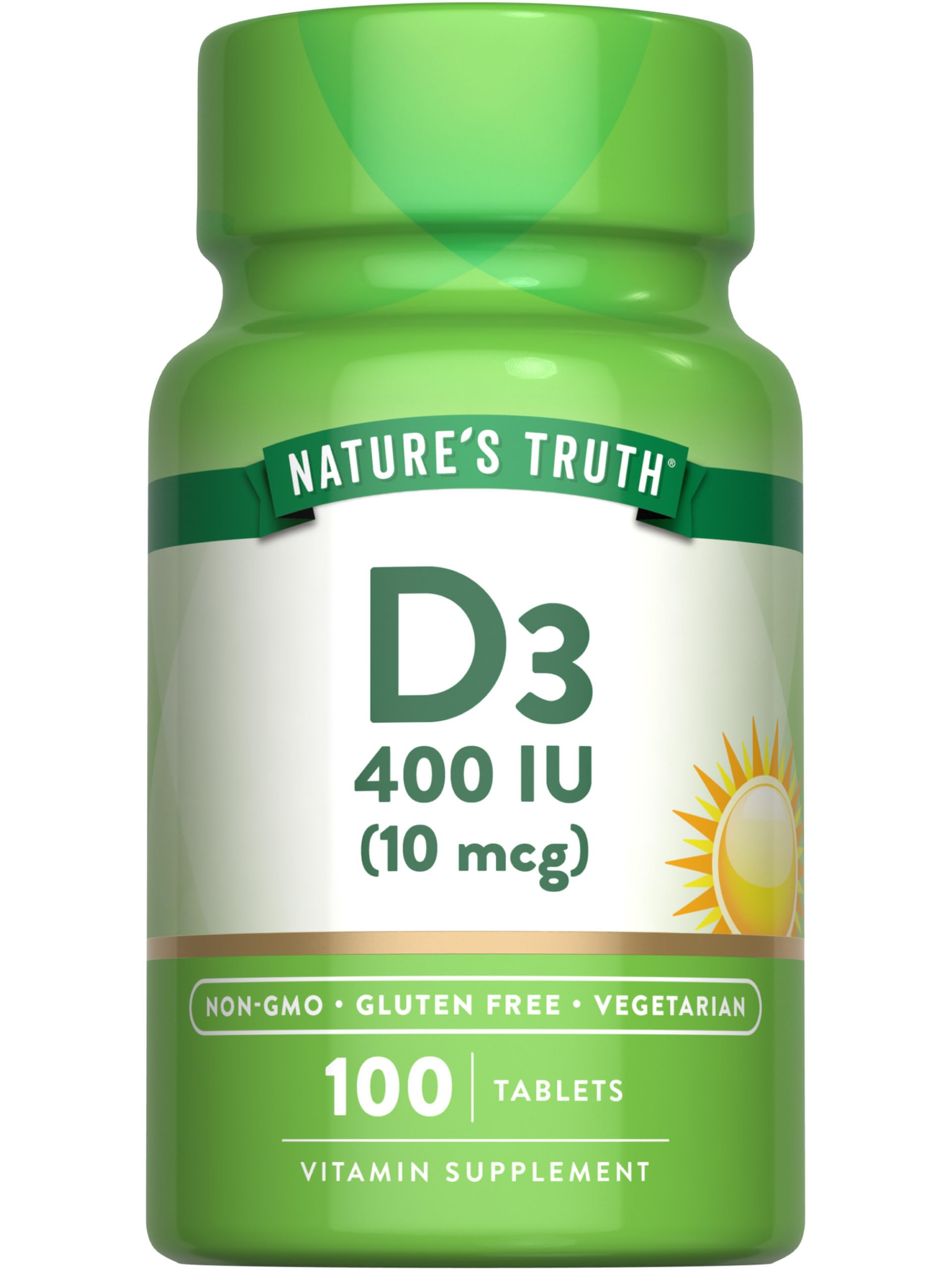 Nature's Truth vitamine D3 – bouteille de 100 comprimés pour le soutien des os