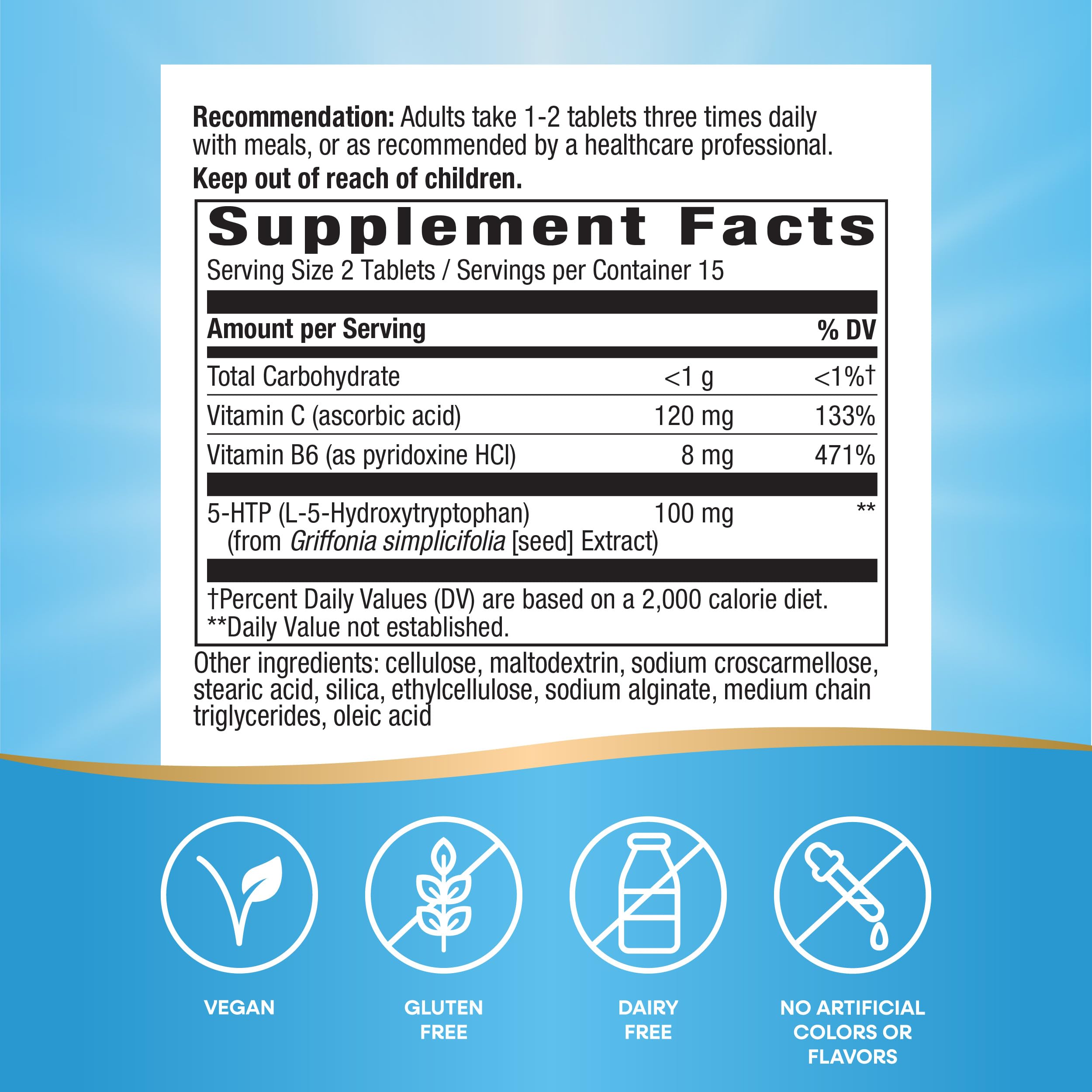 Nature's Way 5-HTP extrait Griffonia en flacon, favorisant la production potentielle de sérotonine
