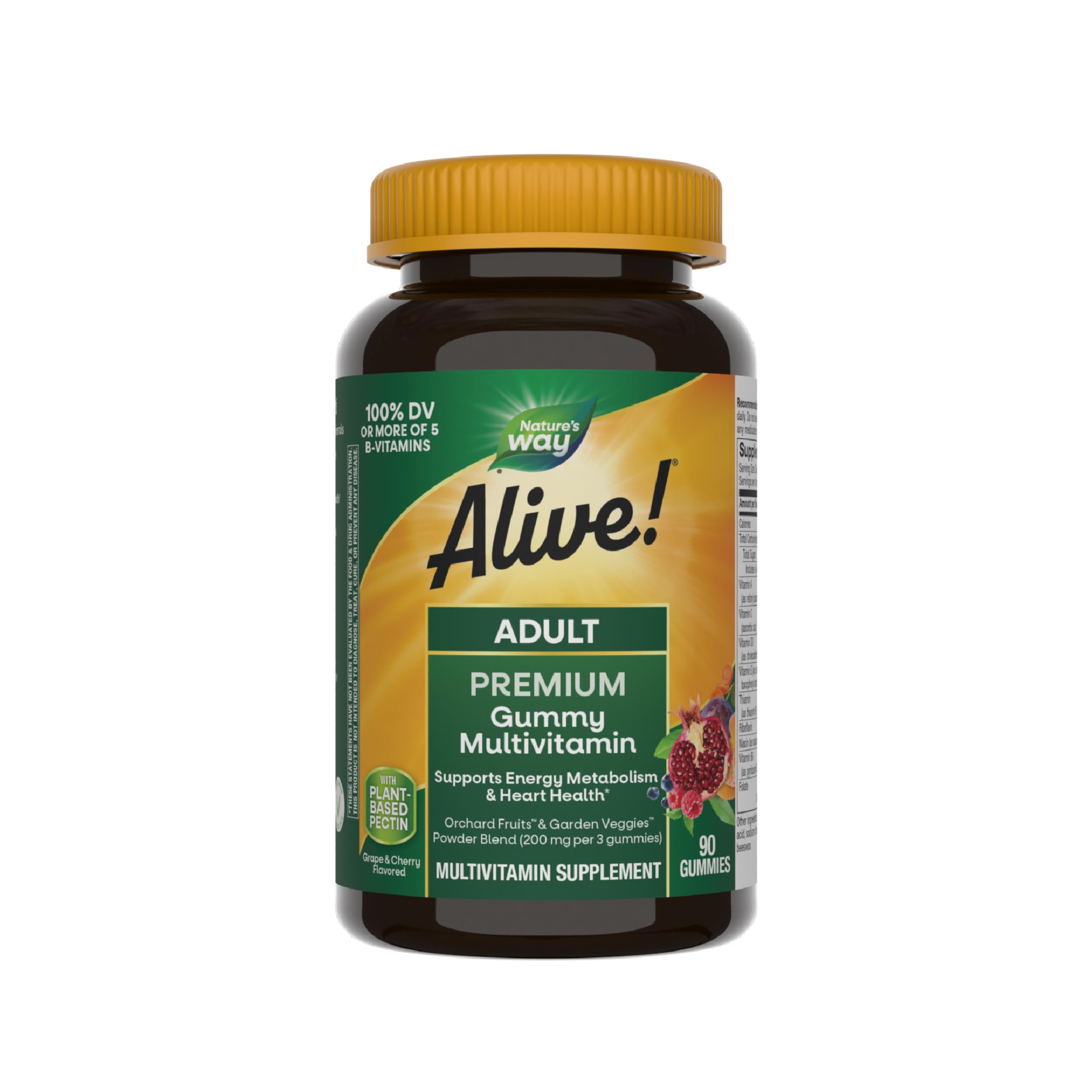 Nature's Way Alive! gommes adultes – bouteille visible et utilisation quotidienne soutenue.
