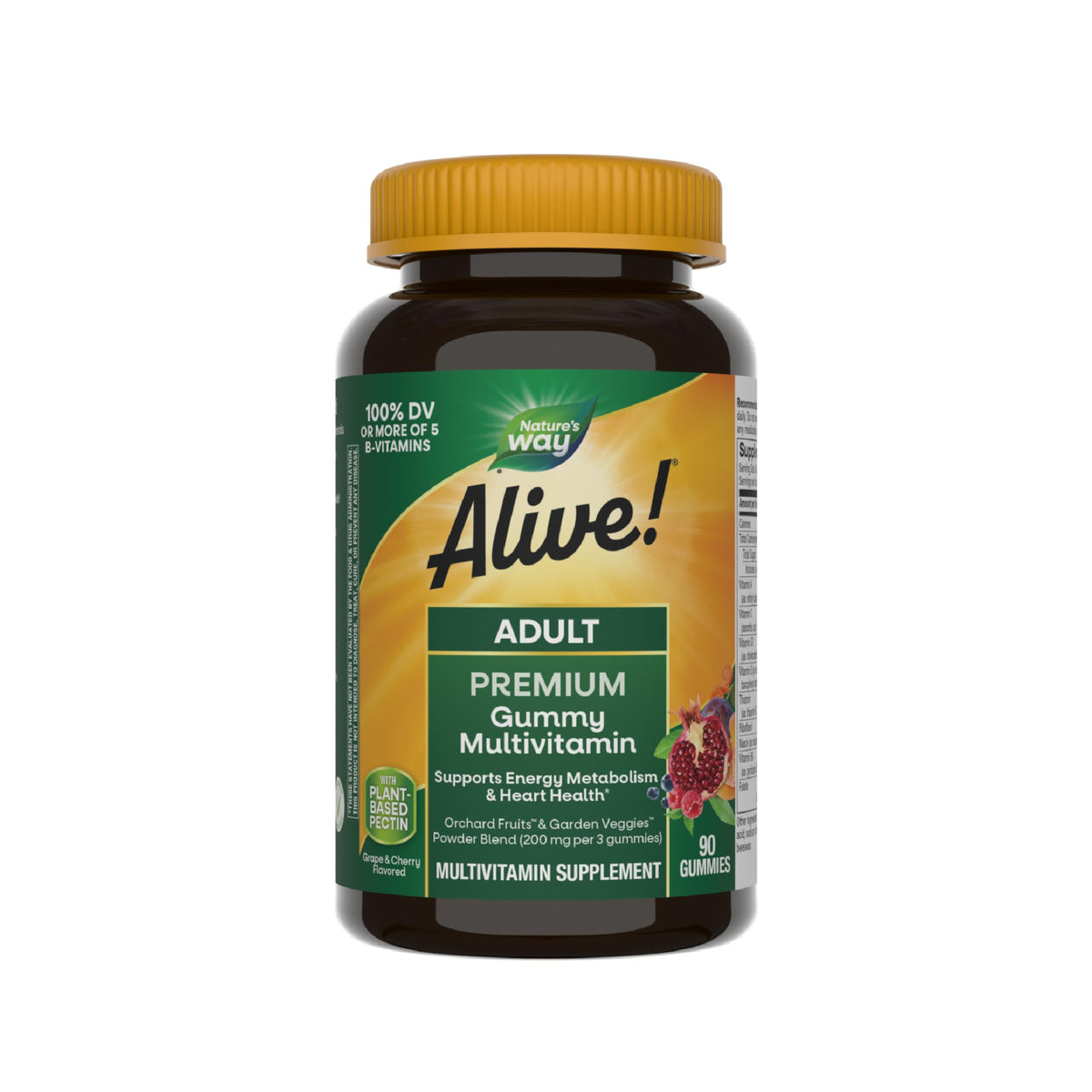 Nature's Way Alive! gommes adultes – bouteille visible et utilisation quotidienne soutenue.