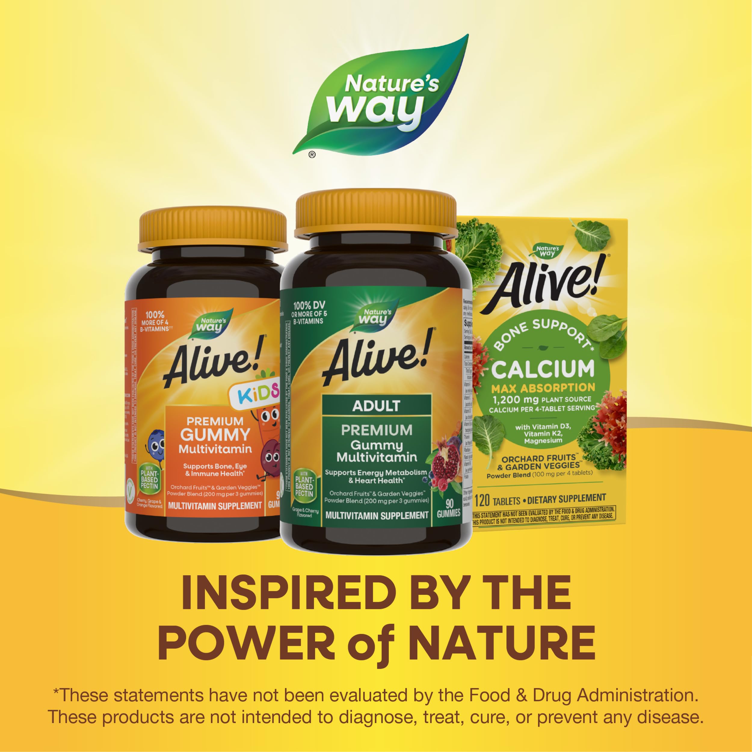 Nature's Way Alive! gommes – texture gélifiée à base de pectine végétale sans gélatine.