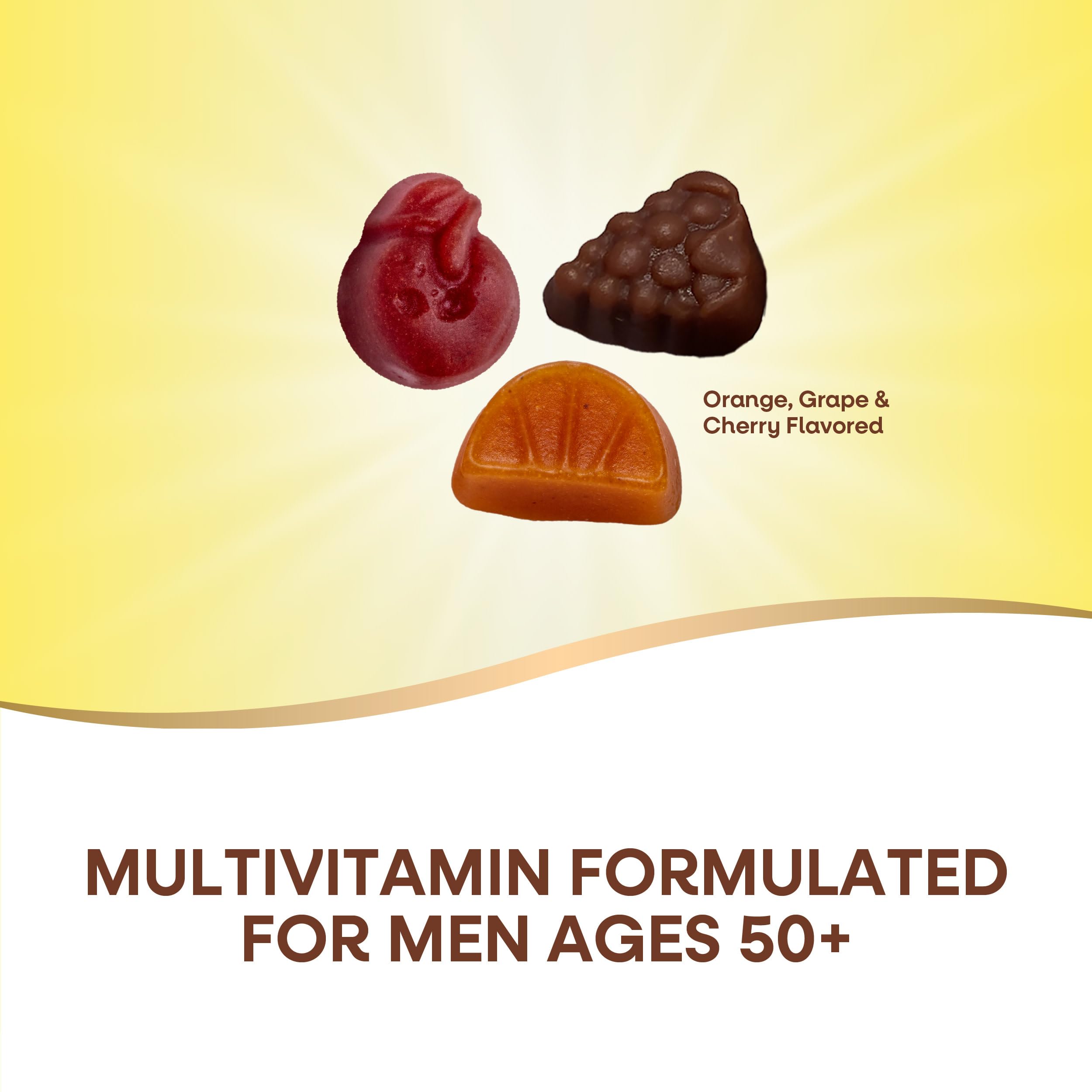 Dose quotidienne de Nature’s Way Alive! Hommes 50+: trois gommes recommandées.
