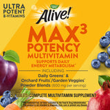 Étiquette Nature's Way Alive! Max Potency avec informations sur les vitamines utiles au quotidien.