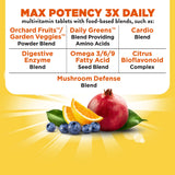 Tablettes Nature's Way Alive! Max Potency en gros plan, dosage quotidien pratique pour la routine.