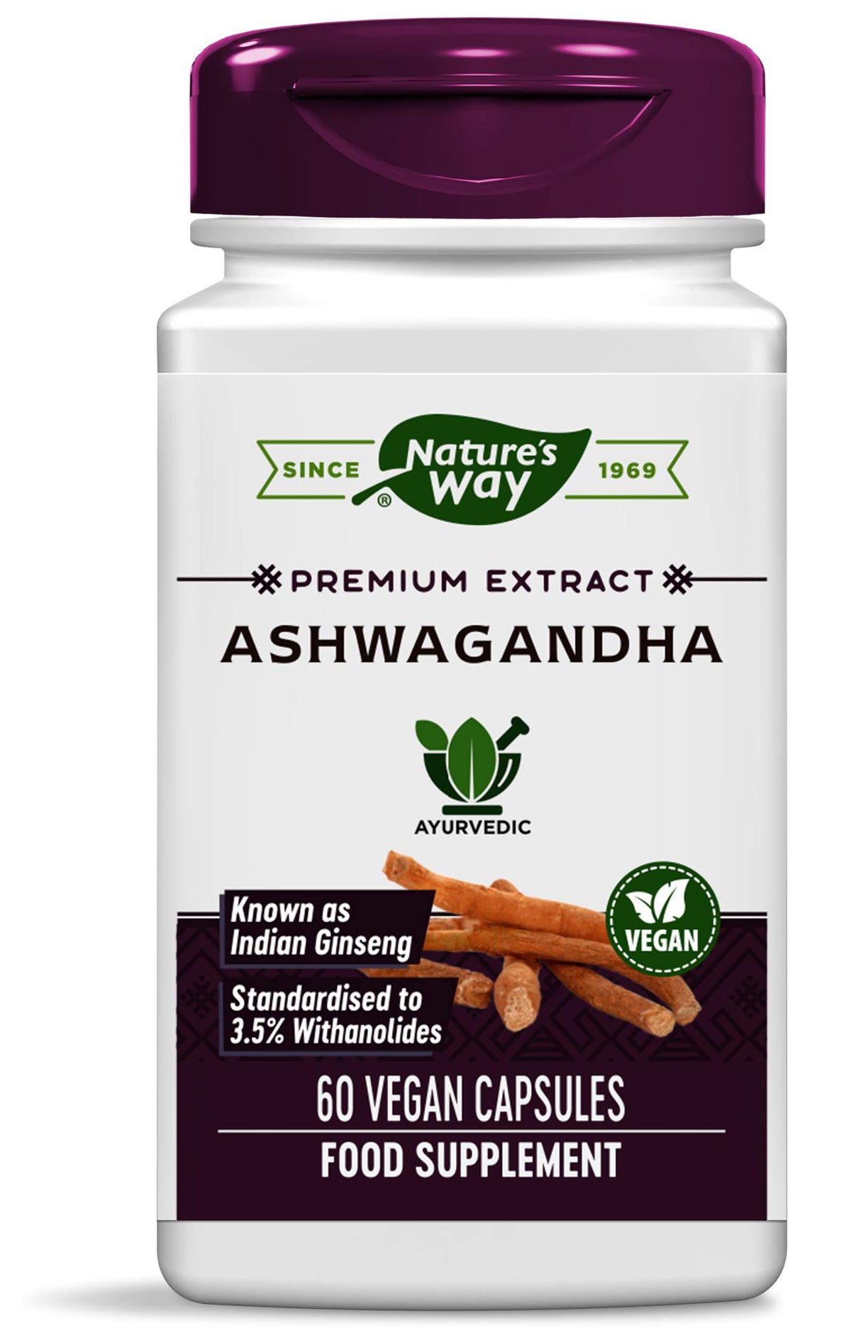 Nature's Way Ashwagandha : bouteille 60vcaps prête à l'emploi pour votre routine bien-être