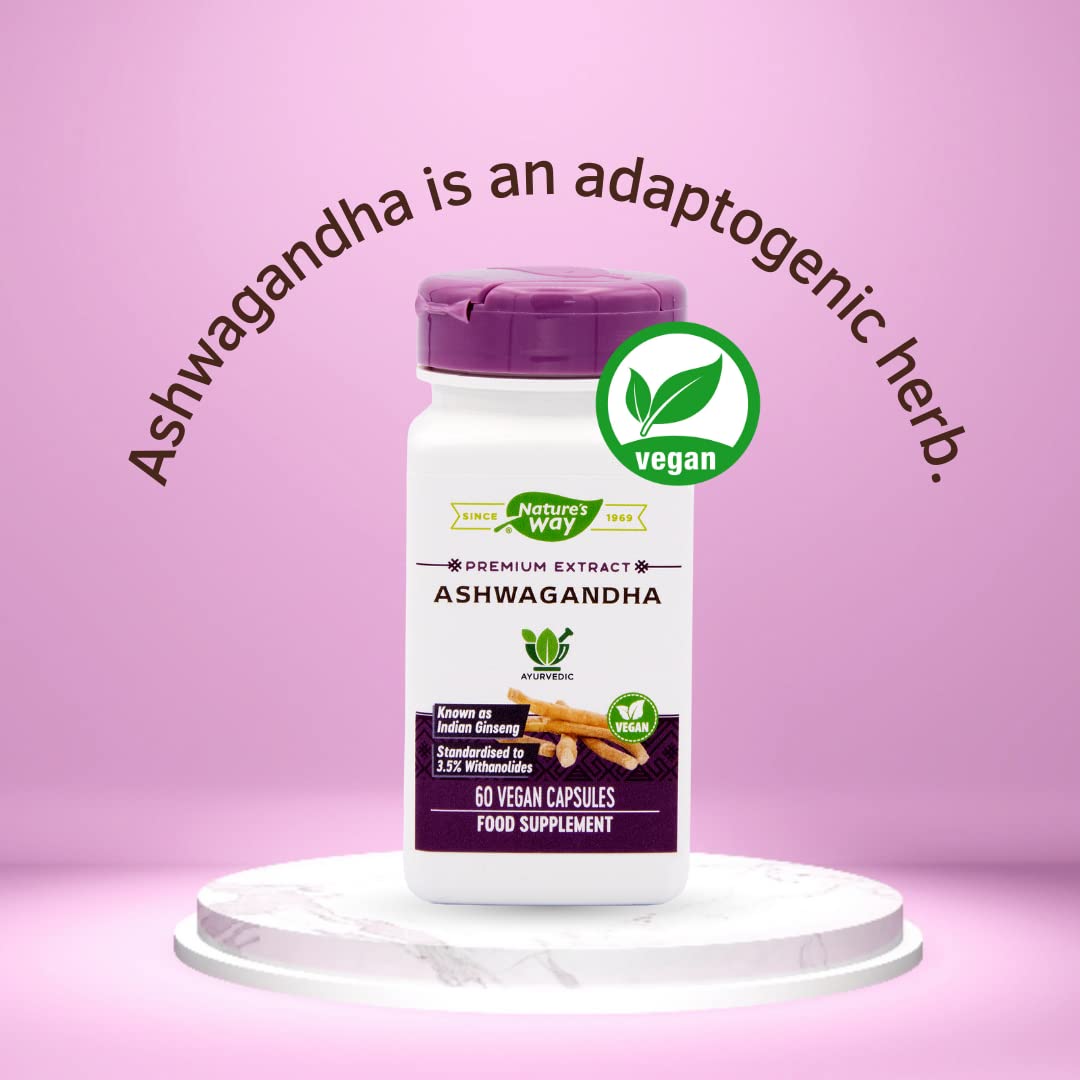 Étiquette claire Nature's Way Ashwagandha sur le flacon pour une utilisation facile