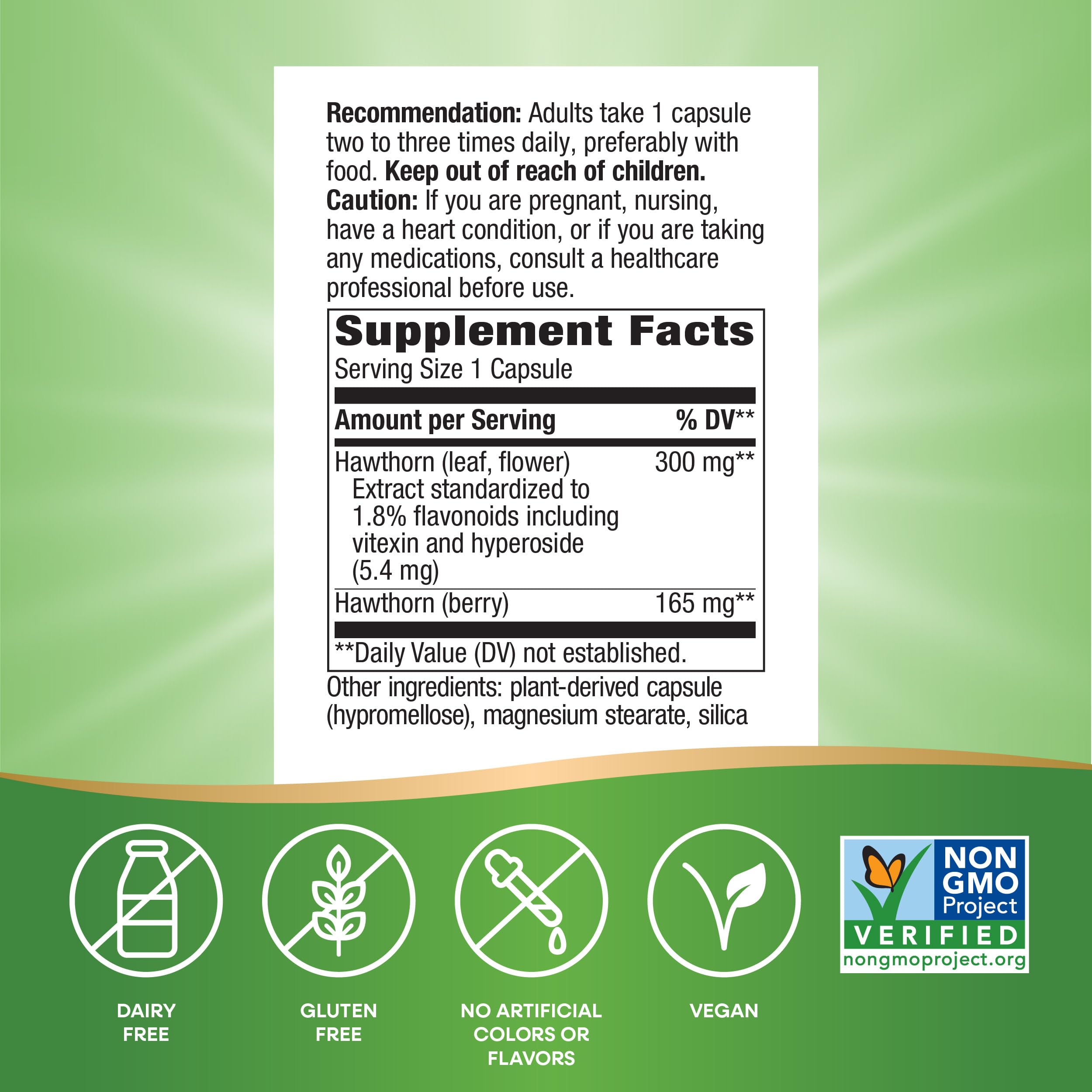 Nature's Way Aubépine – produit certifié sans OGM