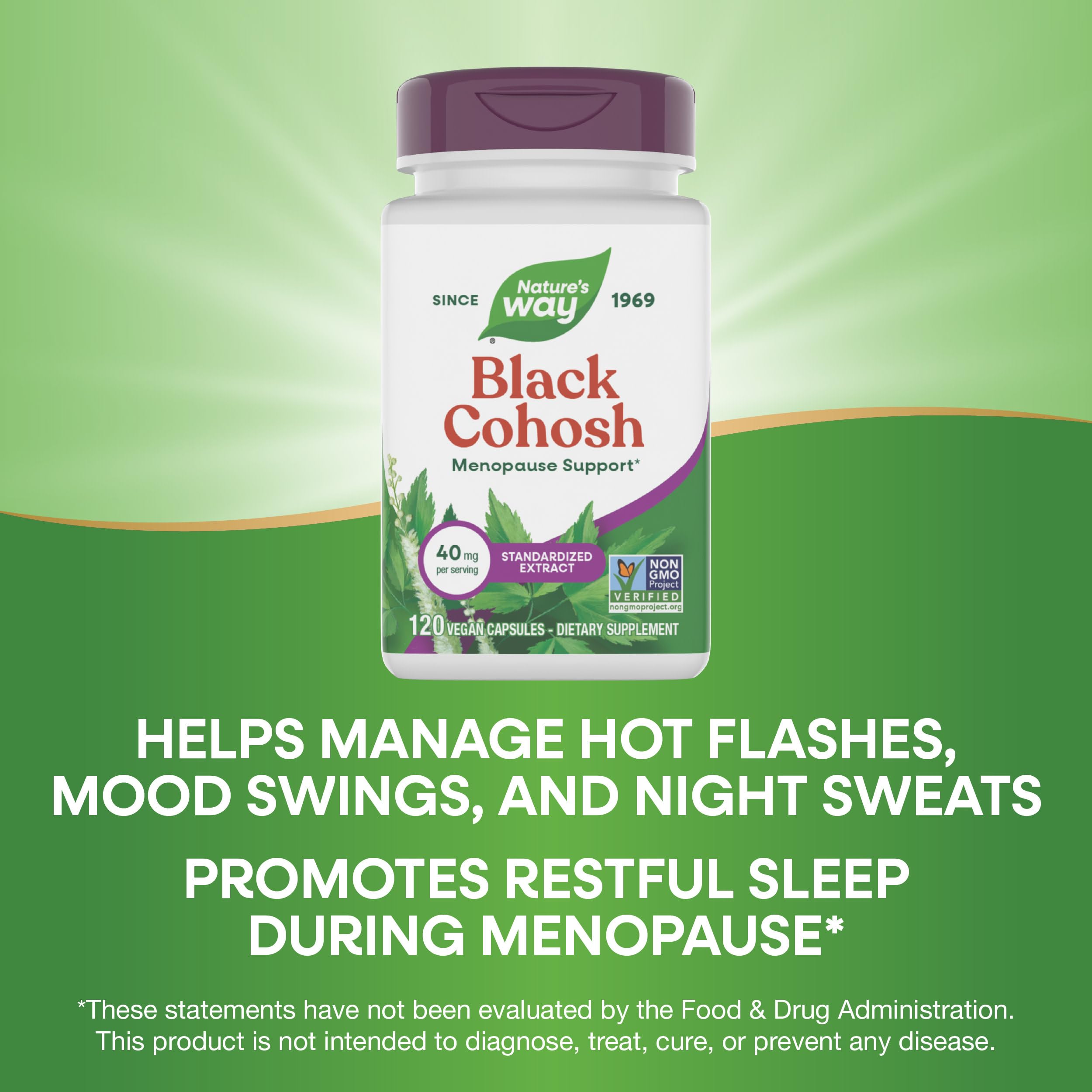Nature's Way Black Cohosh Premium Extract : capsules véganes visibles et faciles à manipuler