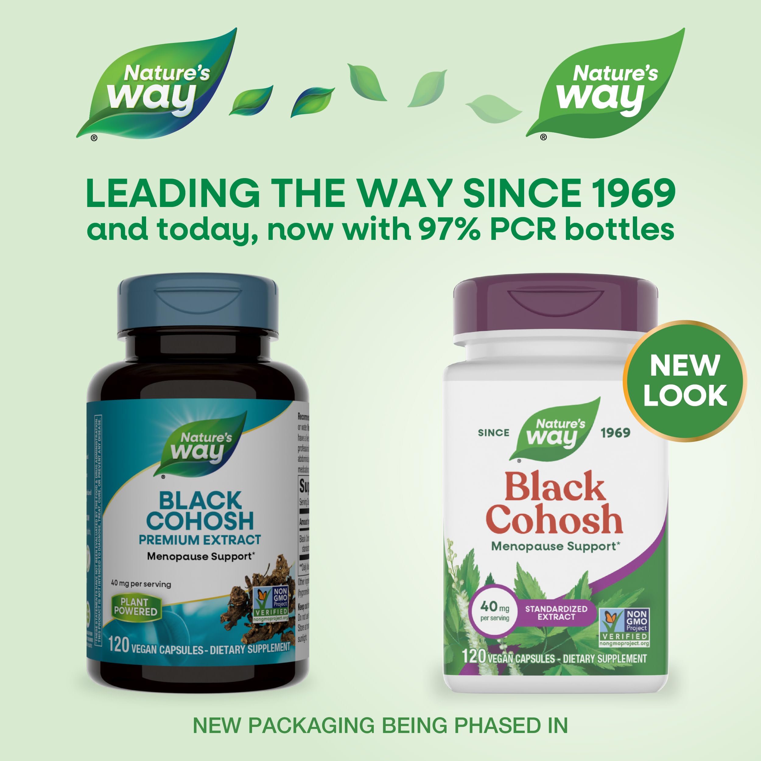 Nature's Way Black Cohosh Premium Extract gélules véganes faciles à avaler, confort nocturne