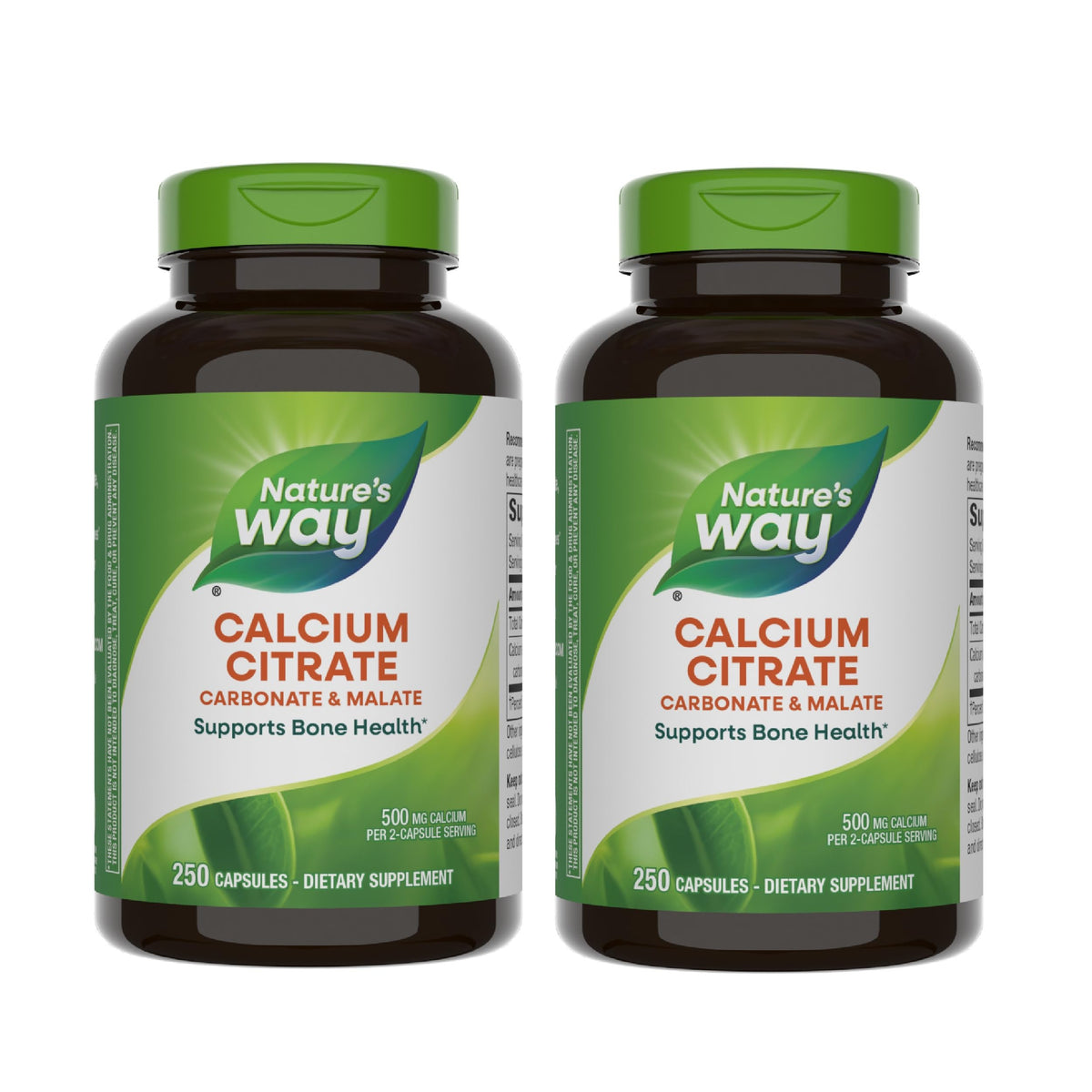 Emballage clair de Nature's Way Calcium Citrate, étiquette lisible.