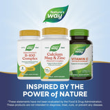 Nature's Way Calcium-Magnes-Zinc, prise avec repas, intégration facile dans la routine journalière.