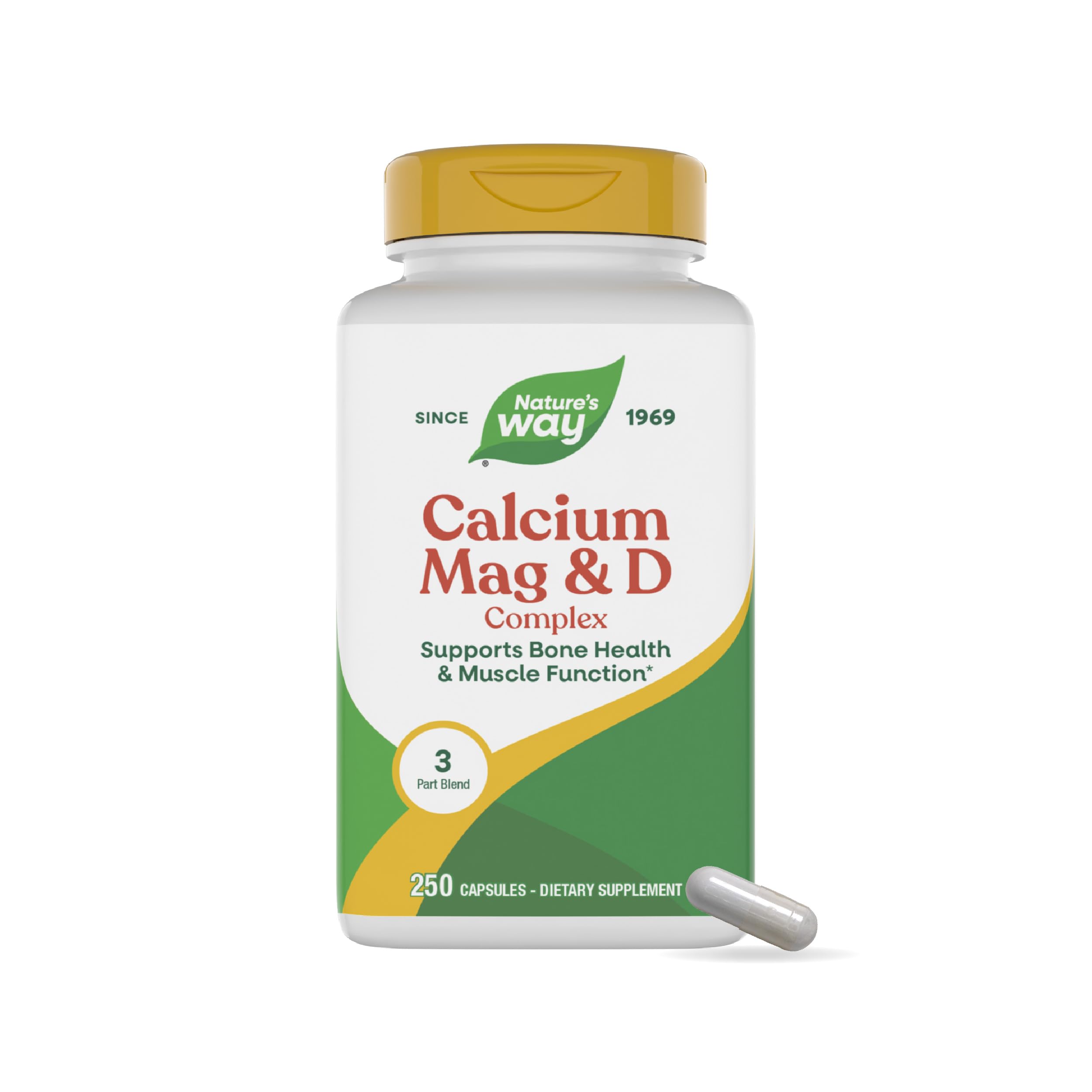 Nature's Way Calcium Magnesium D3 – bouteille montrant le produit, soutien potentiel des os
