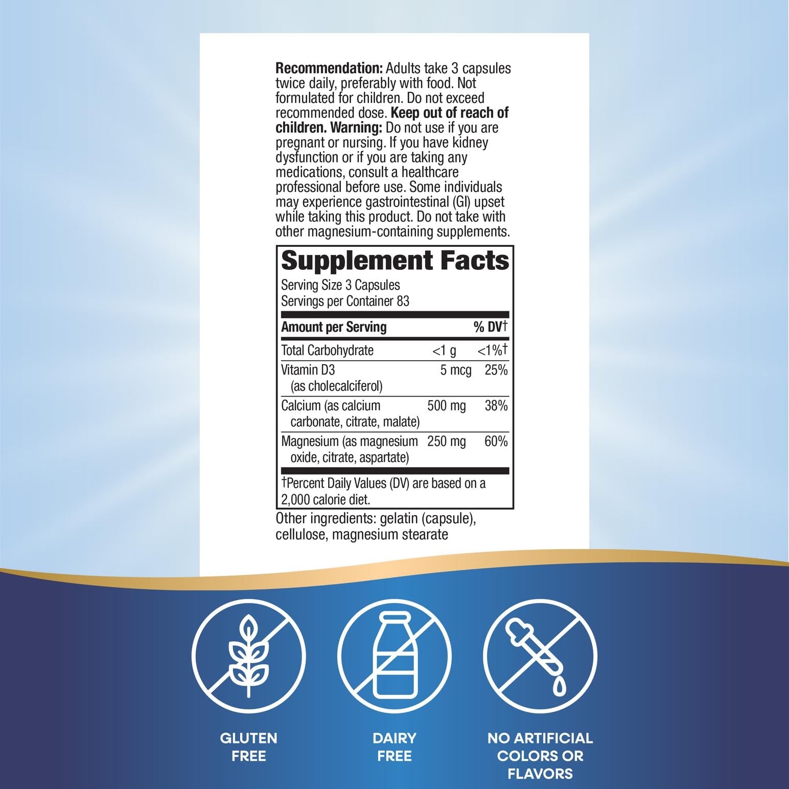 Nature's Way Calcium Magnesium D3 – gélules faciles à avaler, soutien musculaire potentiel