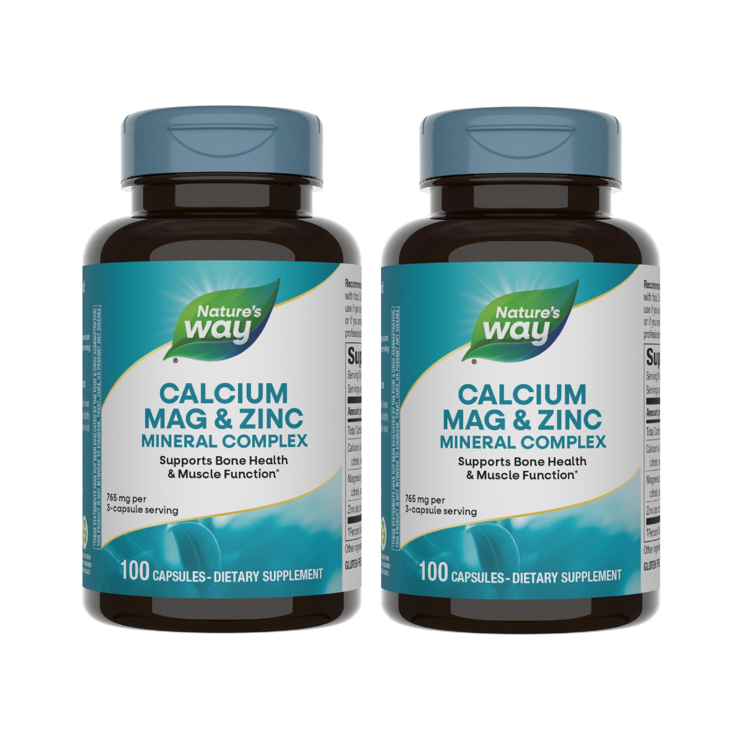 Nature's Way calcium magnesium zinc – bouteille visible, soutien potentiel pour os et muscles