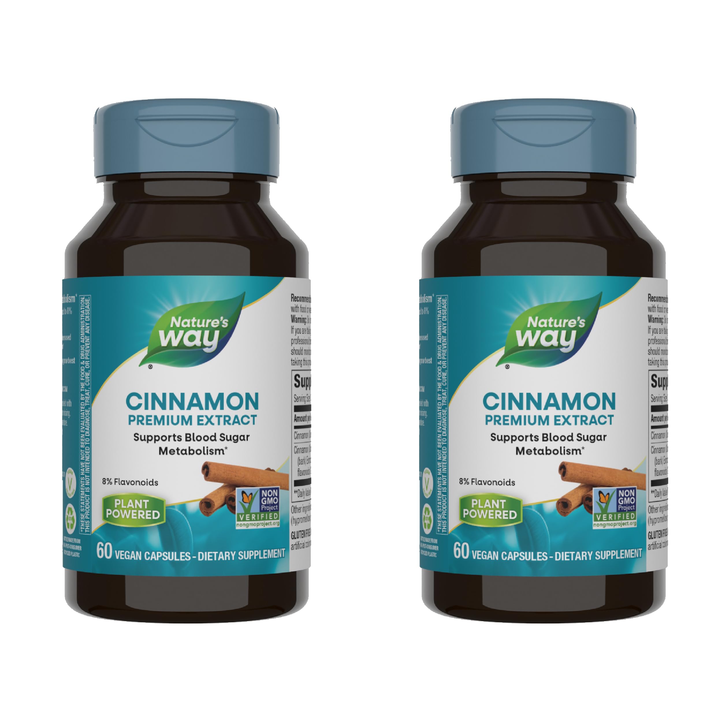 Nature's Way cannelle extrait premium standardise a 8 pourcent flavonoides, 60 capsules dans pack double
