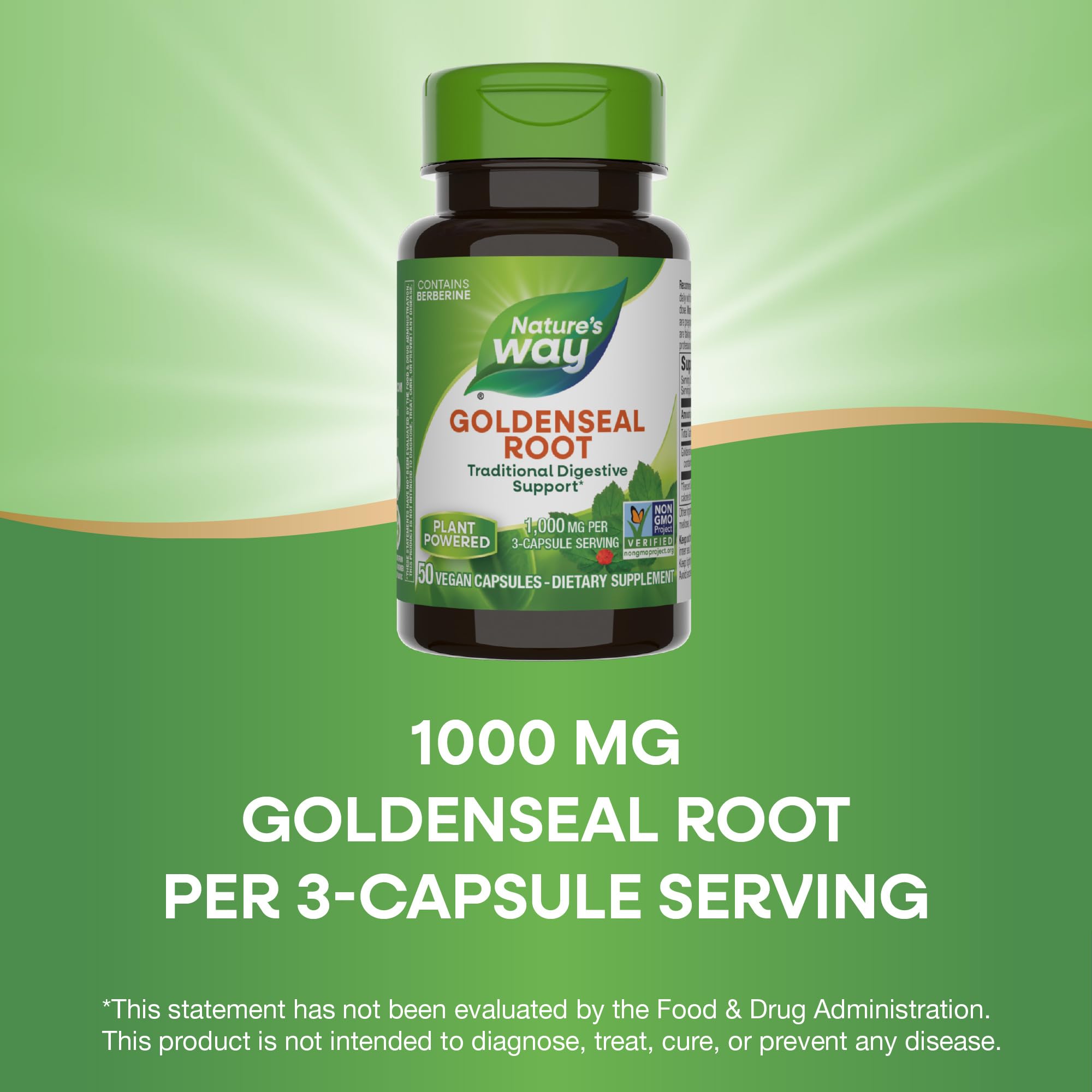 Capsules sans gluten Nature's Way Goldenseal, usage quotidien pratique.