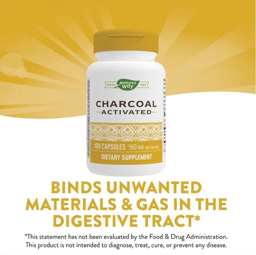 Nature's Way charbon actif capsules 260 mg - bouteille pratique