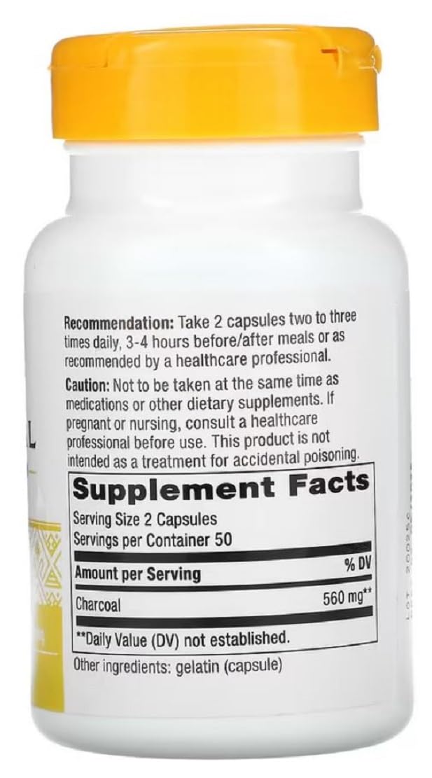 Nature's Way charbon actif capsules 260 mg - capsules en gros plan