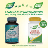 Nature's Way Choline & Inositol – étiquette zoomée, ingrédients clés et bénéfices potentiels.