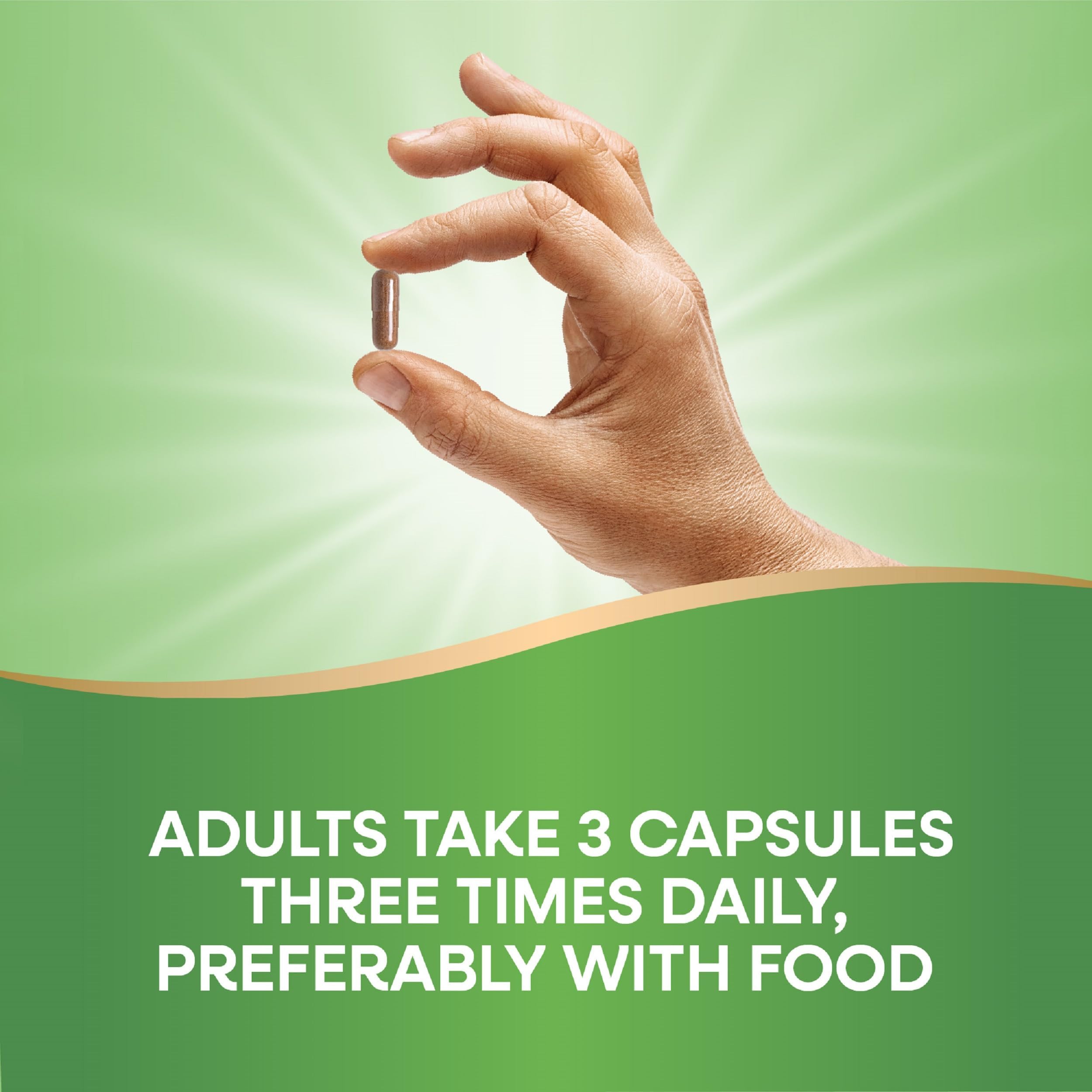 Conseils d'utilisation Nature's Way: adultes, trois capsules par repas.