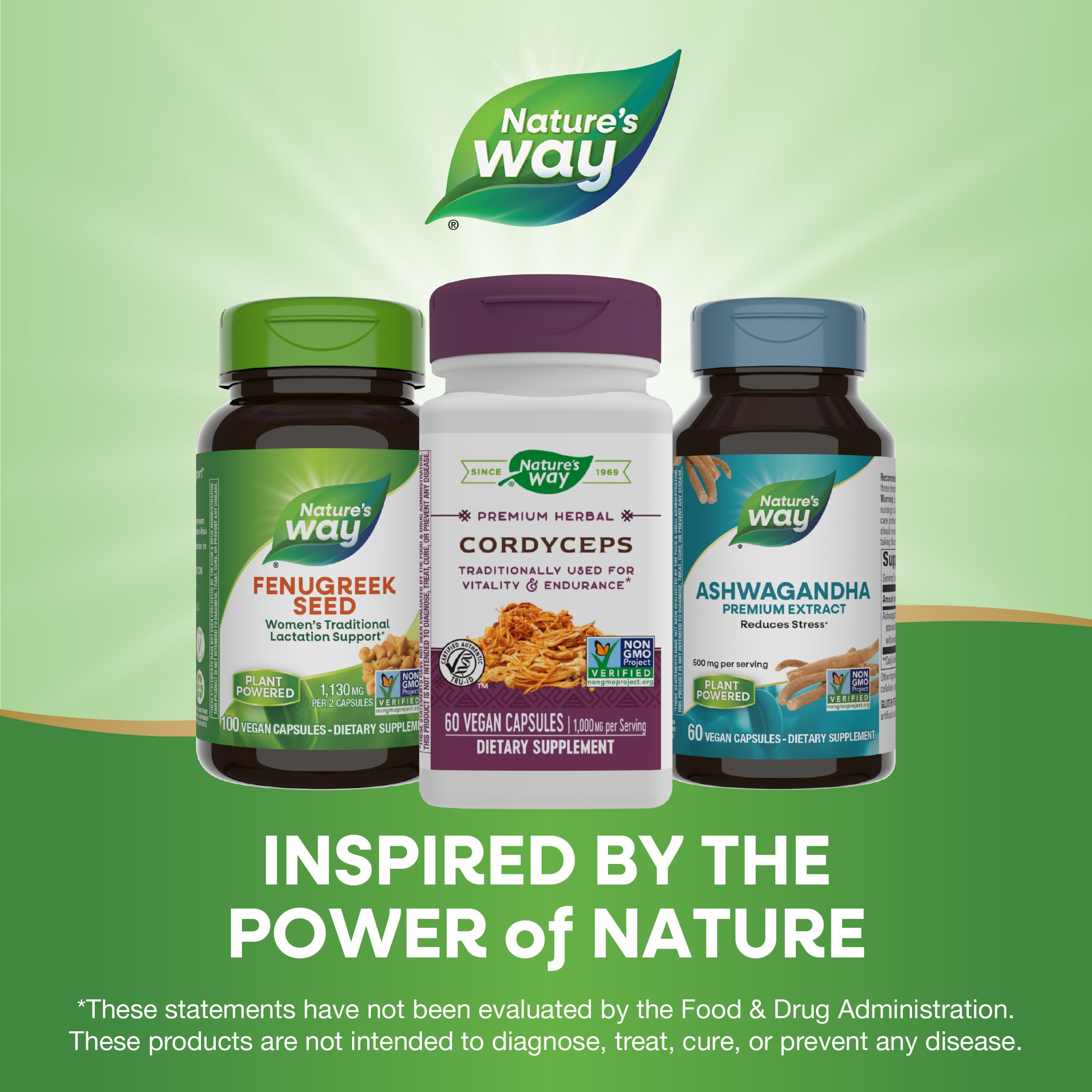 Bouteille Nature's Way Cordyceps recyclable pour une option durable.