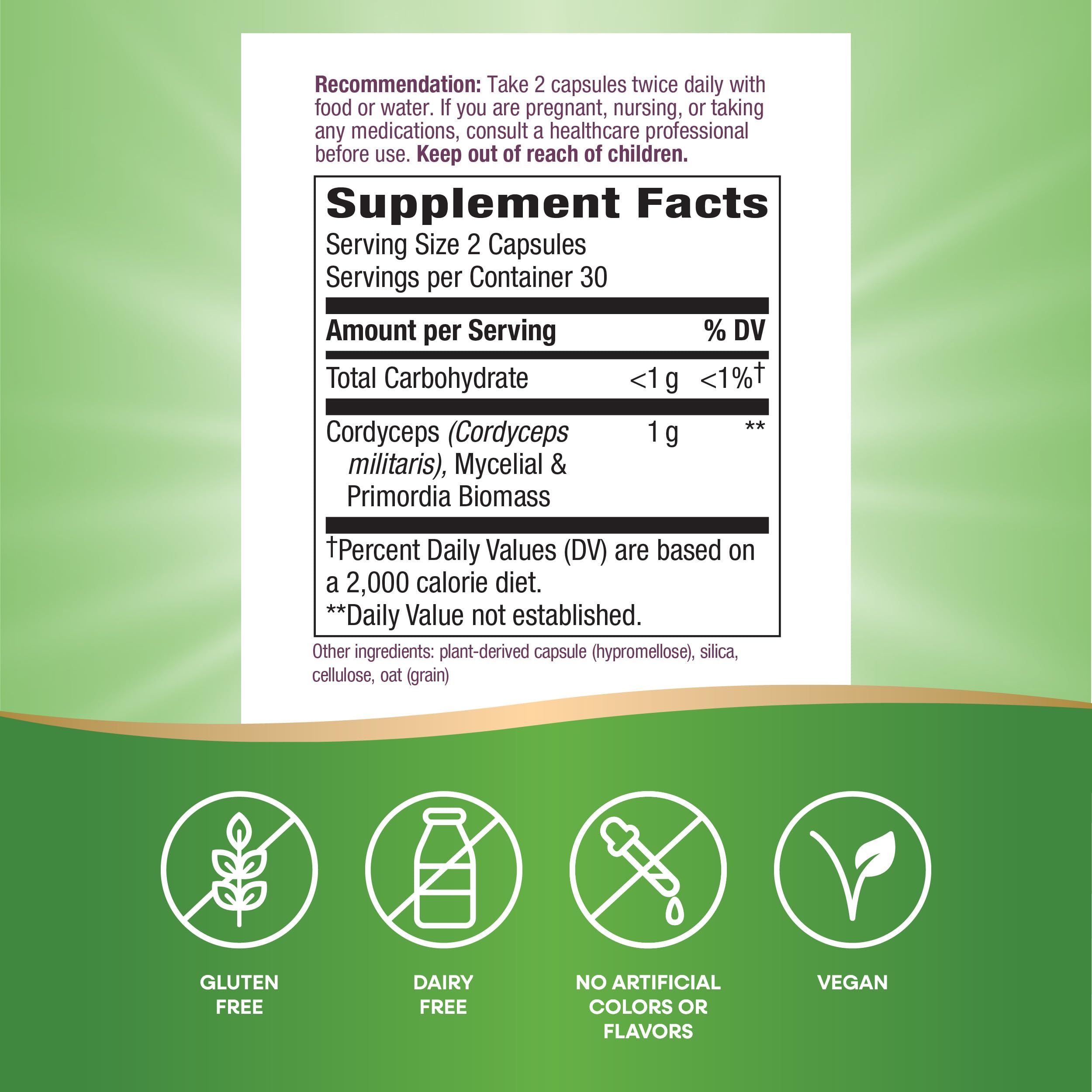 Nature's Way Cordyceps: gélules prêtes à l’emploi pour une routine simple.