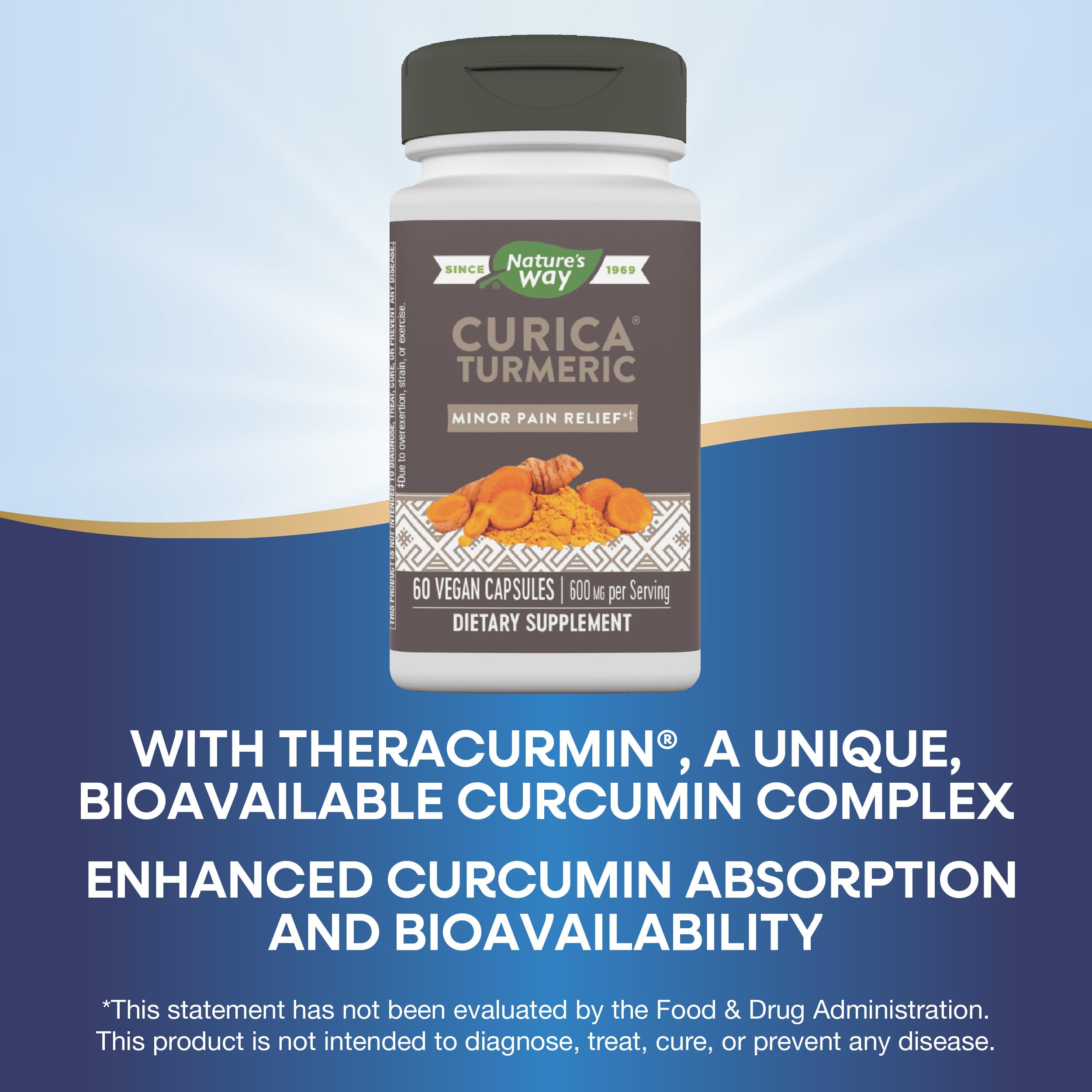 Étiquette Nature's Way Curica indiquant végétalien et sans gluten.