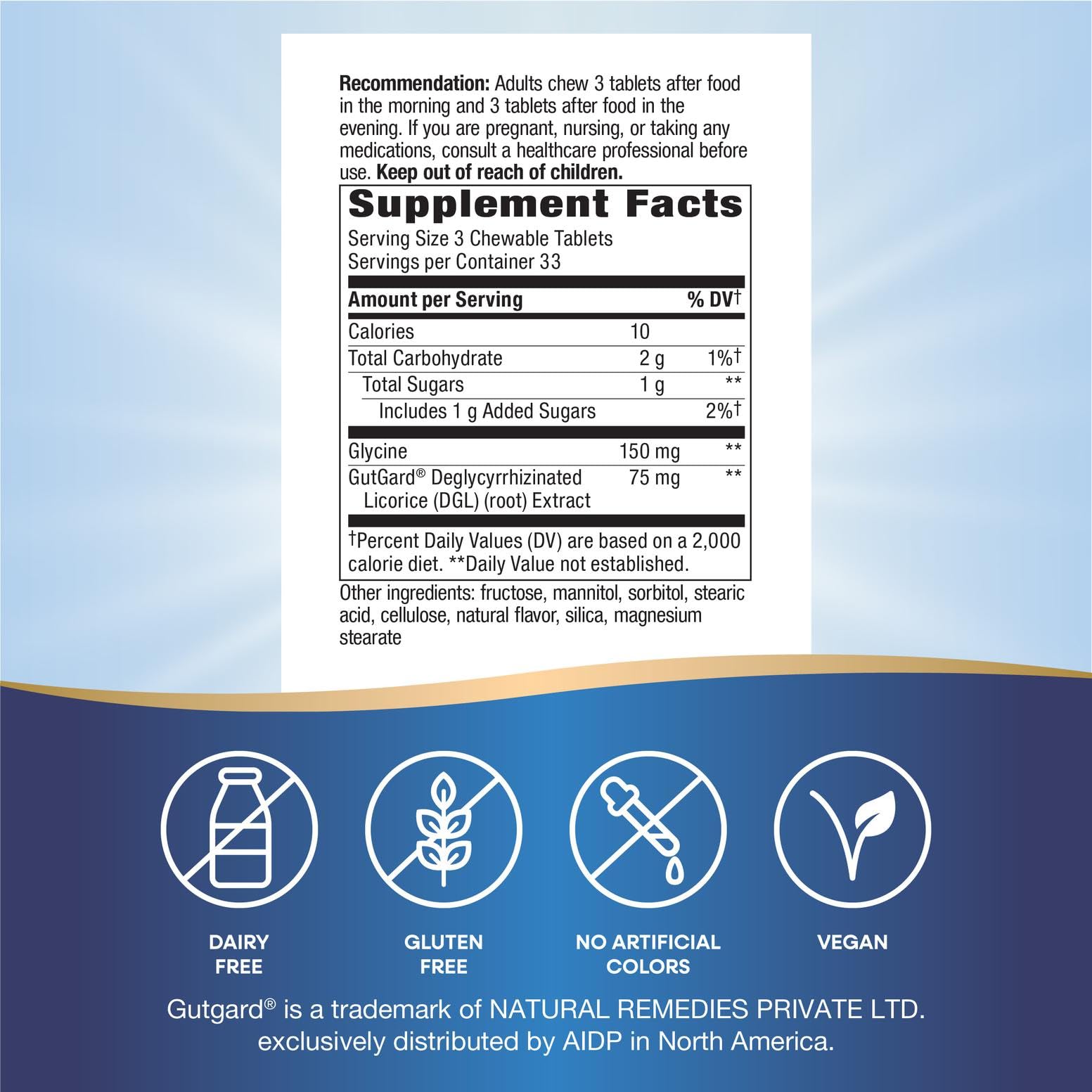 Étiquette Nature's Way DGL sur l'emballage, informations claires