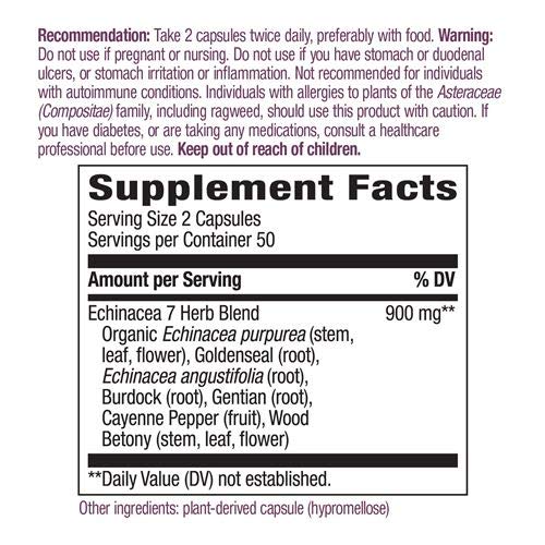Nature's Way Echinacea Goldenseal — flacon clair montrant les capsules