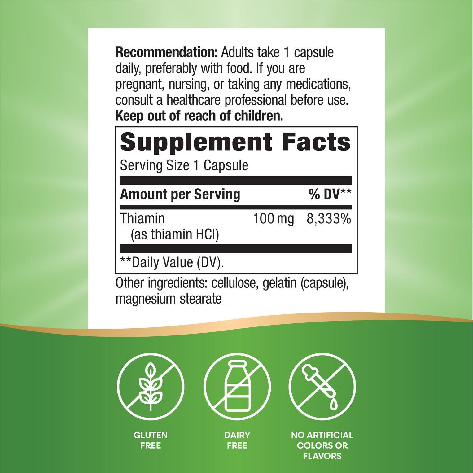 Emballage varié de Nature's Way Vitamine B1, pratique et transport.